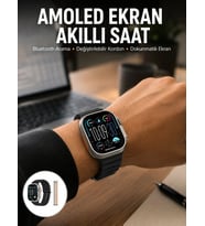 49mm Akıllı Saat Amoled Ekranlı Kadın Erkek Kol Saati Plastik Kordon Yeni Nesil