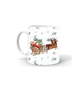 Yılbası Noel Temalı Baskılı Seramik Beyaz Kupa