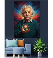 Einstein Enerji Küresi Portre Dekoratif Kanvas - Mdf Ahşap Tablo