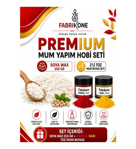Premium Mum Yapım Hobi Seti - Soya Wax 250 gr - 2'li Toz Mum Boyası Seti - Kırmızı, Sarı BKFABSW2502KSR