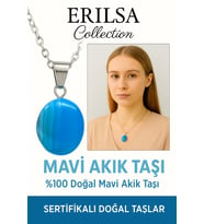 Sertifikalı Oval Mavi Akik Taşı Kolye – Sakinlik, İfade Gücü ve Ruhsal Koruma Taşı (Çok Renkli)