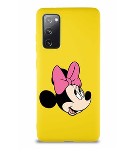 Samsung Galaxy S20 FE Soft Premier Kapak Minnie Mouse-A Tasarımlı Silikon Kılıf - Sarı (Şeffaf)