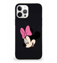 Apple iPhone 12 Pro Max Soft Premier Kapak Minnie Mouse-B Tasarımlı Silikon Kılıf - Siyah (Şeffaf)