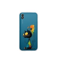 Huawei Y5 2019 ile Uyumlu Splash Kedi Tasarımlı Şeffaf Silikon Kılıf