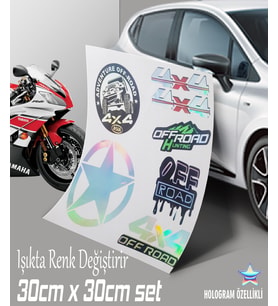 4x4 suv araci arabası hologram sticker set motosiklet kelebek cam bisiklet atv scooter araba uyumlu