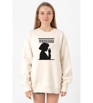 Pulp Fiction Goddamn Ekru Kadın 2ip Sweatshirt