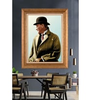 Altın Varaklı Çerçeveli Paspartulu Atatürk Tablo nh432 (Gold)