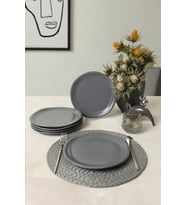 Mat Gri Bloom Pasta Tabağı, 24 cm, 6'lı set, şık ve dayanıklı tasarım