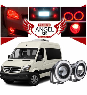 Mercedes - Benz Sprinter Uyumlu, Universal Mercekli Led Angel Sis Farı, 76mm Kırmızı Renk