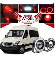 Mercedes - Benz Sprinter Uyumlu, Universal Mercekli Led Angel Sis Farı, 76mm Kırmızı Renk