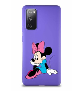 Samsung Galaxy S20 FE Soft Premier Kapak Minnie Mouse-E Tasarımlı Silikon Kılıf - Mor (Şeffaf)