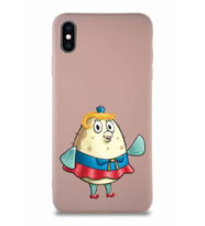 Apple iPhone XS Max Soft Premier Kapak Bayan Puff Tasarımlı Silikon Kılıf - Pudra (Şeffaf)