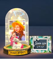 Sizlere Özel Led Işıklı Fanus ve Senin İçin Hediye Kartı - Kişiye Özel Hediye Seti (Model 2)