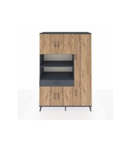 Hyperion Dolap 10 Raflı Tek Çekmeceli 6 Kapaklı 132x44x195 Antrasit-Çam/Antrasit
