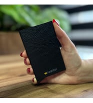 Mekanizmalı Kartlık Rfid Korumalı Alüminyum Otomatik Mekanizmalı Kredi Kartlık Desenli Klasik Siyah Deri