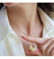 Kruvasan Gold Zirkon Taşlı Gümüş Kolye