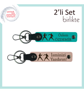 Mücadeleyle Güçlenen Hediye, Dövüş Temalı, Kişisel Yazılı Anahtarlık Takımı, Koyu Turkuaz-Yavru Ağzı