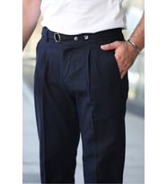 Tasarım İtalyan Model Keten Pantolon (Lacivert)