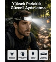 Yüksek Işıklı Şarjlı ve Sensörlü LED Kafa Lambası Kamp Lambası