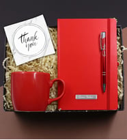Kişiye Özel Kırmızı Defter & Kalem & Kırmızı Kupa Ofis Hediye Seti