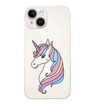 Apple iPhone 14 Plus Uyumlu Kamera Korumalı Tıpalı Kapak Unicorn Tasarımlı ŞeffafKılıf