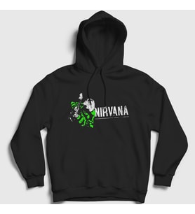 Presmono Unisex Siyah Kurt Cobain Nirvana Kapüşonlu Sweatshirt 99457tt