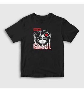 Presmono Unisex Çocuk Siyah Ken Kaneki V4 Anime Tokyo Ghoul T-Shirt 350452tt
