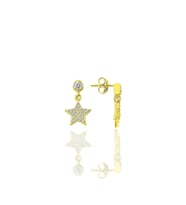 Gümüş zirkon taşlı altın yaldızlı yıldız modeli küpe SGTL12329GOLD