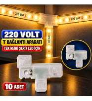 10 Adet 220V 8mm Tek Renk Şerit Led T Birleştirme Aparatı Lehimsiz 2 Pin