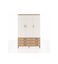 Arges Dolap 5 Raflı 6 Çekmeceli Tek Askılı 132x30x195 Çam-Aytaşı/Çam