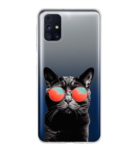PrintiFy Samsung Galaxy M31s ile Uyumlu 1mm Slim Fit Kedi 3 050d Baskılı Şeffaf  Kılıf
