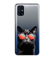 PrintiFy Samsung Galaxy M31s ile Uyumlu 1mm Slim Fit Kedi 3 050d Baskılı Şeffaf  Kılıf