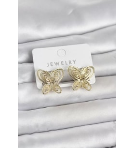Füsun Küpesi Model Gold Renk Kelebek Model Pirinç Kadın Küpe - TJ-BKP11720