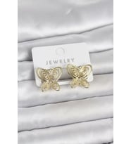 Füsun Küpesi Model Gold Renk Kelebek Model Pirinç Kadın Küpe - TJ-BKP11720