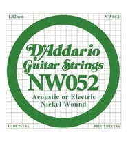 D'Addario NW052 Nickel Wound Elektro ve Akustik Gitar Tek Teli - .052 (Aksesuar)  Heavy Bottom Dizilimler İçin İdeal, Dolgun Baslar ve Yüksek Ses Hacmi