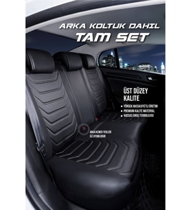 Seat Marbella Uyumlu Lüx Deri Oto Koltuk Kılıfı Ön Arka Takım Antalya Serisi SİYAH BEYAZ