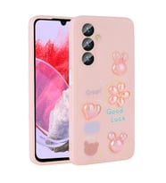 Samsung Galaxy M34 5G Uyumlu Kılıf Kabartma Figürlü Parlak Zore Toys Silikon Kapak (Pembe)