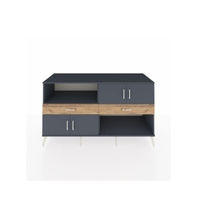 Kronos Konsol 3 Raflı 2 Çekmeceli 4 Kapaklı 176x59x99 Antrasit-Antrasit/Çam