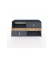 Kronos Konsol 3 Raflı 2 Çekmeceli 4 Kapaklı 176x59x99 Antrasit-Antrasit/Çam