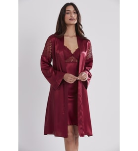 Kadın Saten Altılı Çeyiz Seti - 6955 Bordo