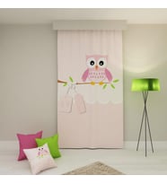 PAREDORA Dalda Pembe Baykuş Tek Kanat Fon Perde (Karışık)