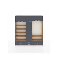 Arges Gardrop 18 Raflı 4 Çekmeceli Tek Askılı 220x30x243 Çam-Antrasit