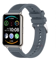 Sneezy Huawei Watch Fit 2 İle Uyumlu Dikiş Desenli Dokuma Silikon Kordon (Gri)