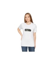 Unisex Bisiklet Yaka Baskılı T-Shirt - Beyaz