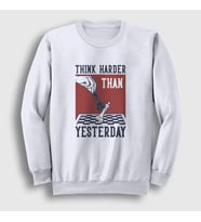 Presmono Unisex Beyaz Think Harder Chess Satranç Sweatshirt 341761tt