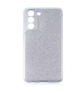 Samsung Galaxy S21 FE Uyumlu Kılıf Sert Silikon Simli Desenli Zore Shining Silikon (Gümüş)
