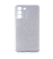 Samsung Galaxy S21 FE Uyumlu Kılıf Sert Silikon Simli Desenli Zore Shining Silikon (Gümüş)