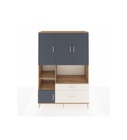 Hyperion Dolap 7 Raflı 2 Çekmeceli 5 Kapaklı 132x44x195 Çam-Antrasit/Aytaşı