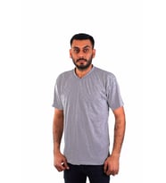 ESER - V Yaka Kısa Kol İş Tişörtü - Cepli - Gri