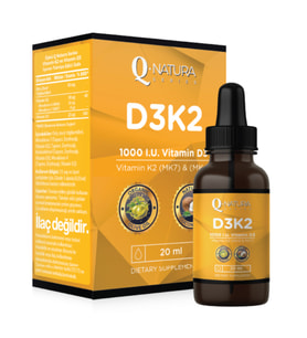 Q Natura Series, D3K2  (MK-4, MK-7) 20 ml damla (Organik Zeytinyağı ve Mct oil)